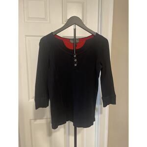 Lauren Active Ralph Lauren Waffle Knit Cotton Henley Top Sz M